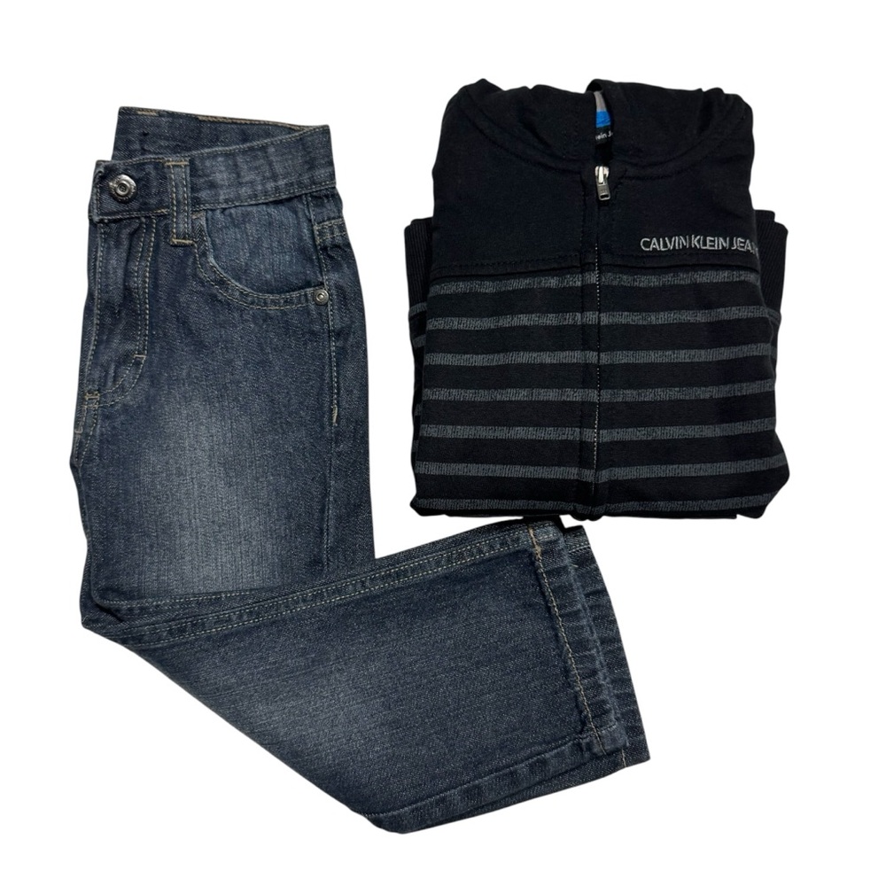 Calvin Klein Boys 2 Piece Set Hoodie & Jeans Pants Size 3T
